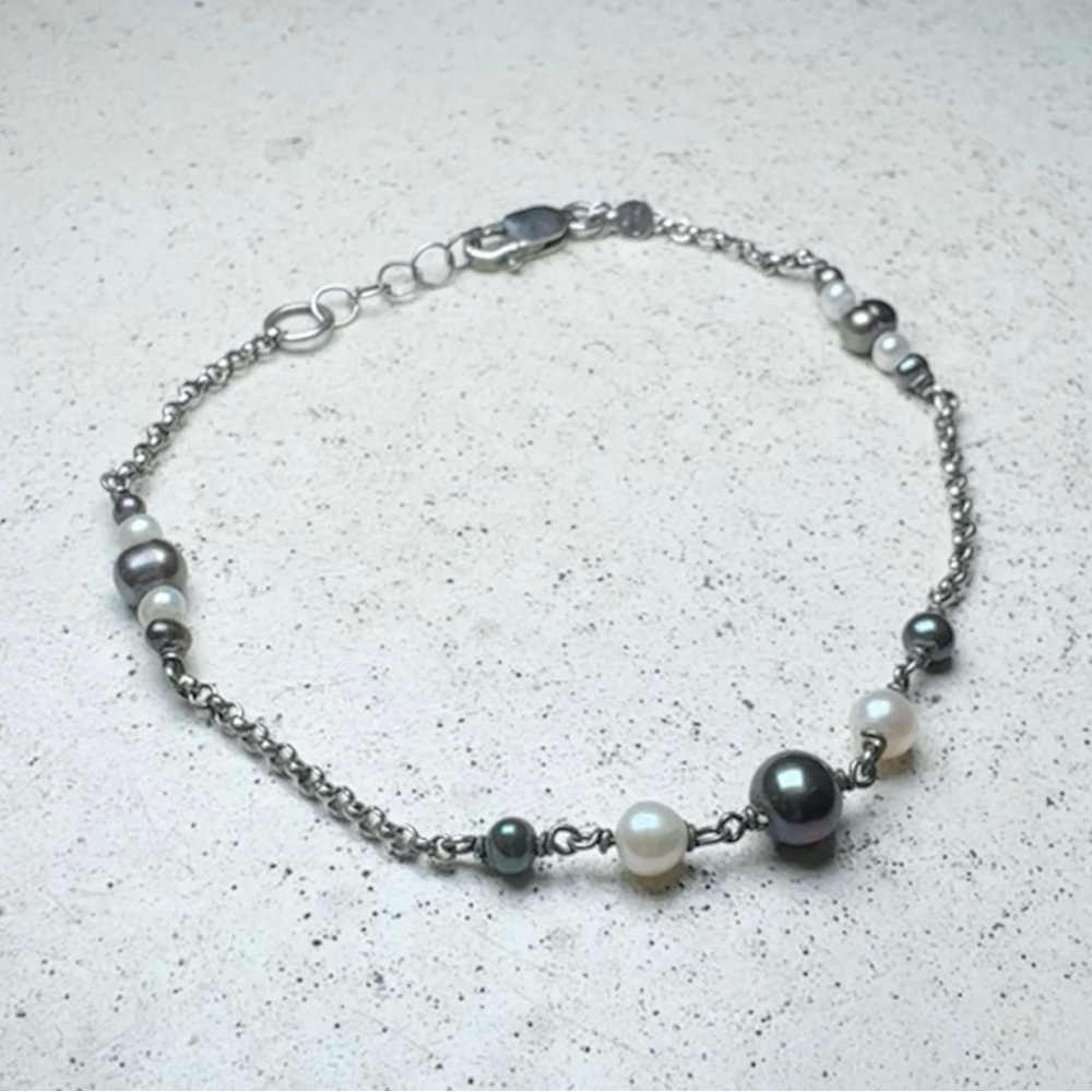 Boma 925 Sterling Silver Mixed Pearl Bracelet